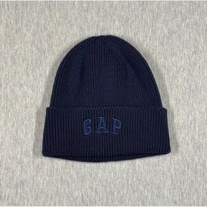 GAP Navy Blue Ribbed Knit‎ Beanie Hat One Size Organic Cotton